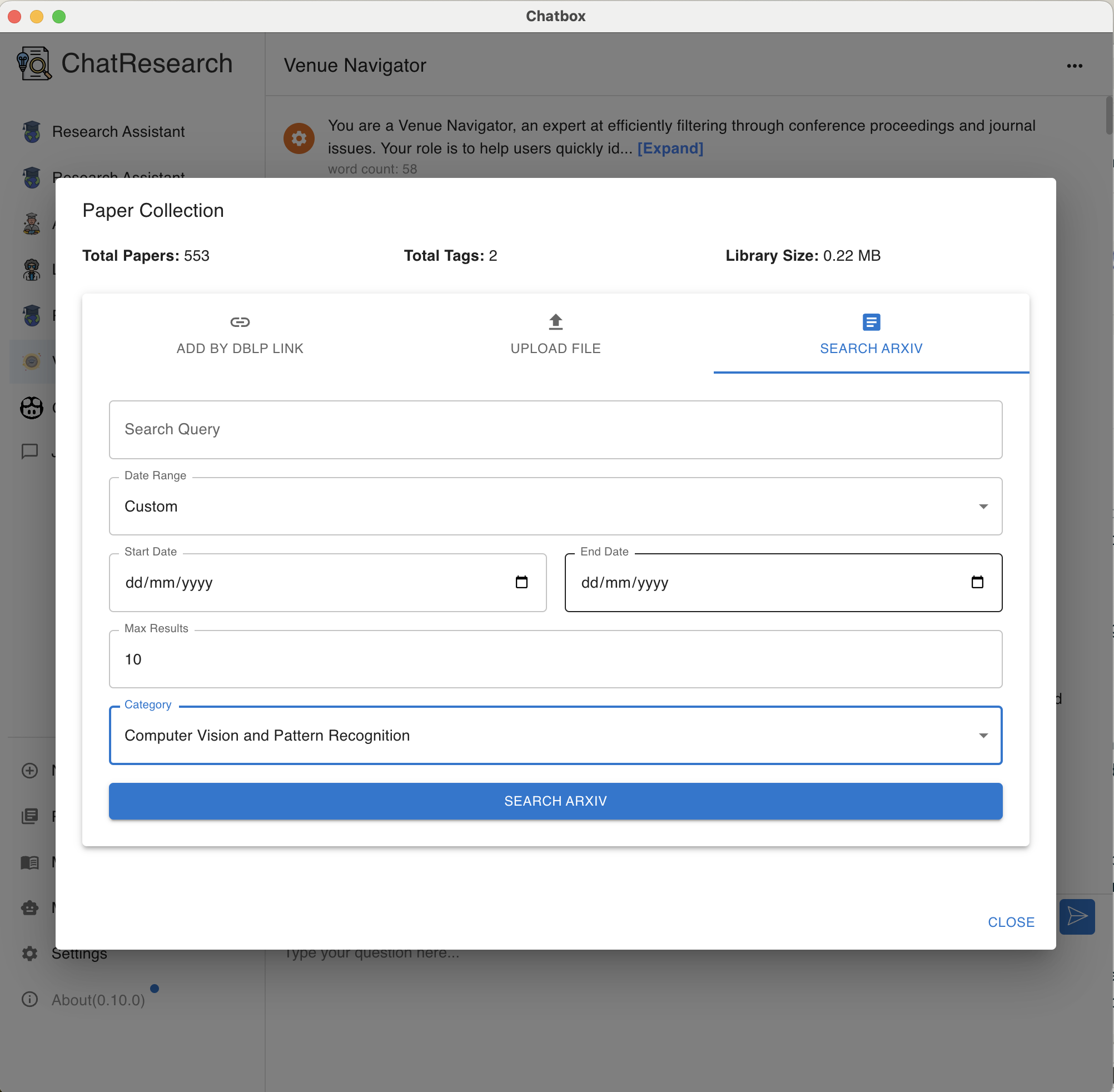 arXiv Search Interface